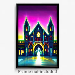 Pixel Art Poster - Marvelous Abbey (8 Bit Psychedelic Trippy Video Game Print)