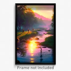 Pixel Art Poster - Homely Creek (8 Bit Psychedelic Trippy Video Game Print)