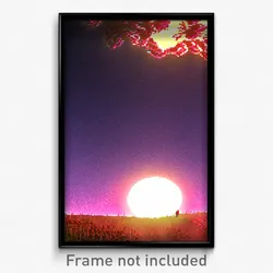 Pixel Art Poster - Flamboyant Prairie (8 Bit Psychedelic Video Game Print)