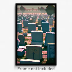 Pixel Art Poster - Squiggly Cemetery (8 Bit Psychedelic Trippy Video Game Print)