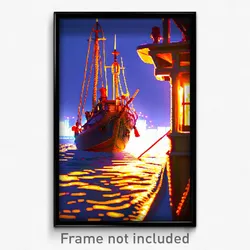Pixel Art Poster - Detailed Boat (8 Bit Psychedelic Trippy Video Game Print)