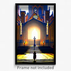 Pixel Art Poster - Unwelcoming Cathedral (8 Bit Psychedelic Video Game Print)