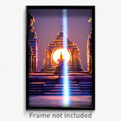 Pixel Art Poster - Accurate Temple (8 Bit Psychedelic Trippy Video Game Print)