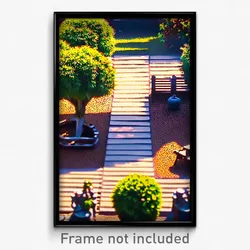 Pixel Art Poster - Awesome Yard (8 Bit Psychedelic Trippy Video Game Print)