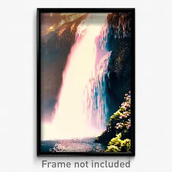 Pixel Art Poster - Wild Waterfall (8 Bit Psychedelic Trippy Video Game Print)