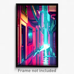 Pixel Art Poster - Liquid Alley (8 Bit Psychedelic Trippy Video Game Print)