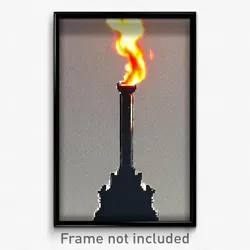 Pixel Art Poster - Captivating Flame (8 Bit Psychedelic Trippy Video Game Print)