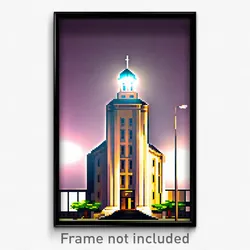 Pixel Art Poster - Gregarious Courthouse (8 Bit Psychedelic Video Game Print)