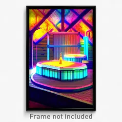 Pixel Art Poster - Fluid Cathouse (8 Bit Psychedelic Trippy Video Game Print)