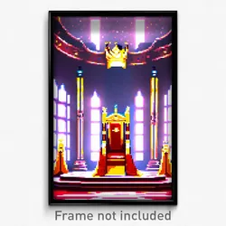 Pixel Art Poster - Impeccable Throne Room (8 Bit Psychedelic Video Game Print)