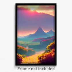 Pixel Art Poster - Secret Landscape (8 Bit Psychedelic Trippy Video Game Print)