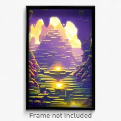 Pixel Art Poster - Puzzling Cavern (8 Bit Psychedelic Trippy Video Game Print)