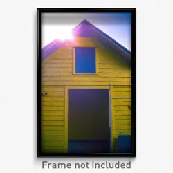 Pixel Art Poster - Yellow Outbuilding (8 Bit Psychedelic Video Game Print)