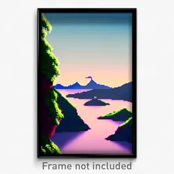 Pixel Art Poster - Notable Peninsula (8 Bit Psychedelic Trippy Video Game Print)