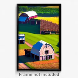 Pixel Art Poster - Flat Farm (8 Bit Psychedelic Trippy Weird Video Game Print)