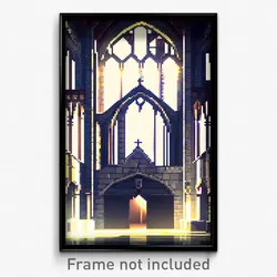 Pixel Art Poster - Gregarious Priory (8 Bit Psychedelic Trippy Video Game Print)