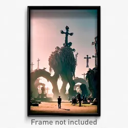 Pixel Art Poster - Gigantic Boneyard (8 Bit Psychedelic Trippy Video Game Print)