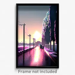 Pixel Art Poster - Cold Boulevard (8 Bit Psychedelic Trippy Video Game Print)