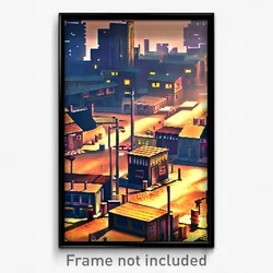 Pixel Art Poster - Musty Shantytown (8 Bit Psychedelic Trippy Video Game Print)