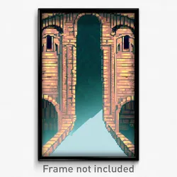 Pixel Art Poster - Accurate Aquaduct (8 Bit Psychedelic Trippy Video Game Print)