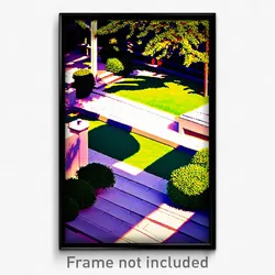 Pixel Art Poster - Stylish Yard (8 Bit Psychedelic Trippy Video Game Print)