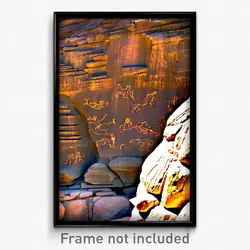 Pixel Art Poster - Bountiful Petroglyphs (8 Bit Psychedelic Video Game Print)