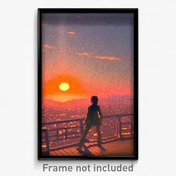Pixel Art Poster - Orange View (8 Bit Psychedelic Trippy Weird Video Game Print)