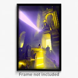 Pixel Art Poster - Yellow Lair (8 Bit Psychedelic Trippy Weird Video Game Print)
