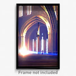 Pixel Art Poster - Virtual Cathedral (8 Bit Psychedelic Trippy Video Game Print)