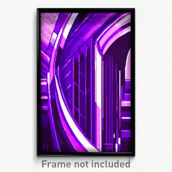 Pixel Art Poster - Purple Futuristic Architecture (8 Bit Video Game Print)