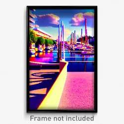 Pixel Art Poster - Bright Marina (8 Bit Psychedelic Trippy Video Game Print)