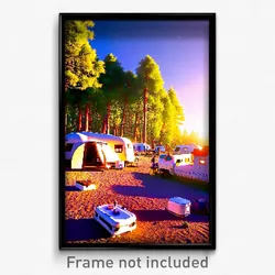 Pixel Art Poster - Esteemed Campsite (8 Bit Psychedelic Trippy Video Game Print)