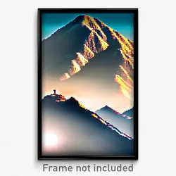Pixel Art Poster - Made Up Mountain (8 Bit Psychedelic Trippy Video Game Print)
