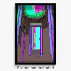 Pixel Art Poster - Glitch Art Trench (8 Bit Psychedelic Trippy Video Game Print)