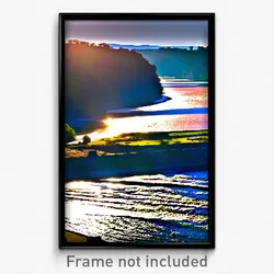 Pixel Art Poster - Sunny River (8 Bit Psychedelic Trippy Weird Video Game Print)