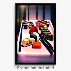 Pixel Art Poster - Tremendous Sushi (8 Bit Psychedelic Trippy Video Game Print)