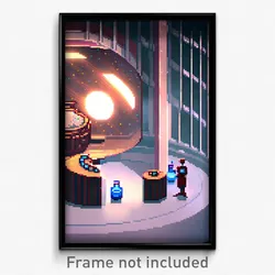 Pixel Art Poster - Round Laboratory (8 Bit Psychedelic Trippy Video Game Print)
