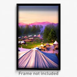Pixel Art Poster - Wide Encampment (8 Bit Psychedelic Trippy Video Game Print)