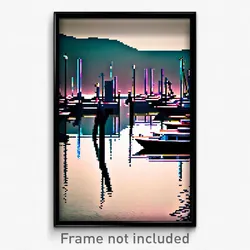 Pixel Art Poster - Mysterious Marina (8 Bit Psychedelic Trippy Video Game Print)