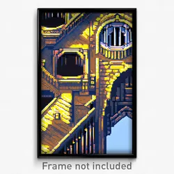 Pixel Art Poster - Detailed Convent (8 Bit Psychedelic Trippy Video Game Print)