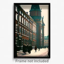 Pixel Art Poster - Crowded Swedish Architecture (8 Bit Video Game Print)