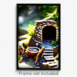 Pixel Art Poster - Miniature Hovel (8 Bit Psychedelic Trippy Video Game Print)