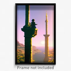 Pixel Art Poster - Modest Realm (8 Bit Psychedelic Trippy Video Game Print)