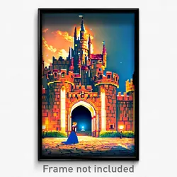 Pixel Art Poster - Admirable Castle (8 Bit Psychedelic Trippy Video Game Print)