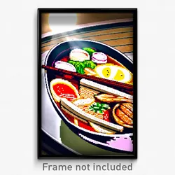 Pixel Art Poster - Elaborate Ramen (8 Bit Psychedelic Trippy Video Game Print)