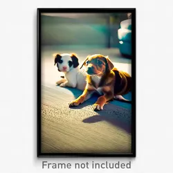Pixel Art Poster - Peaceful Puppy (8 Bit Psychedelic Trippy Video Game Print)