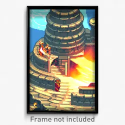 Pixel Art Poster - Swirly Stronghold (8 Bit Psychedelic Trippy Video Game Print)