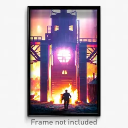 Pixel Art Poster - Awesome Mine (8 Bit Psychedelic Trippy Video Game Print)