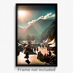 Pixel Art Poster - Spectacular Encampment (8 Bit Psychedelic Video Game Print)