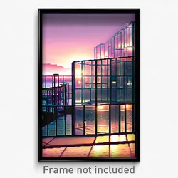 Pixel Art Poster - Glass Harbour (8 Bit Psychedelic Trippy Video Game Print)